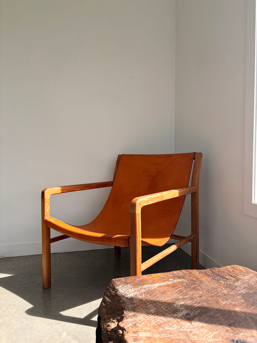 orange leather chair