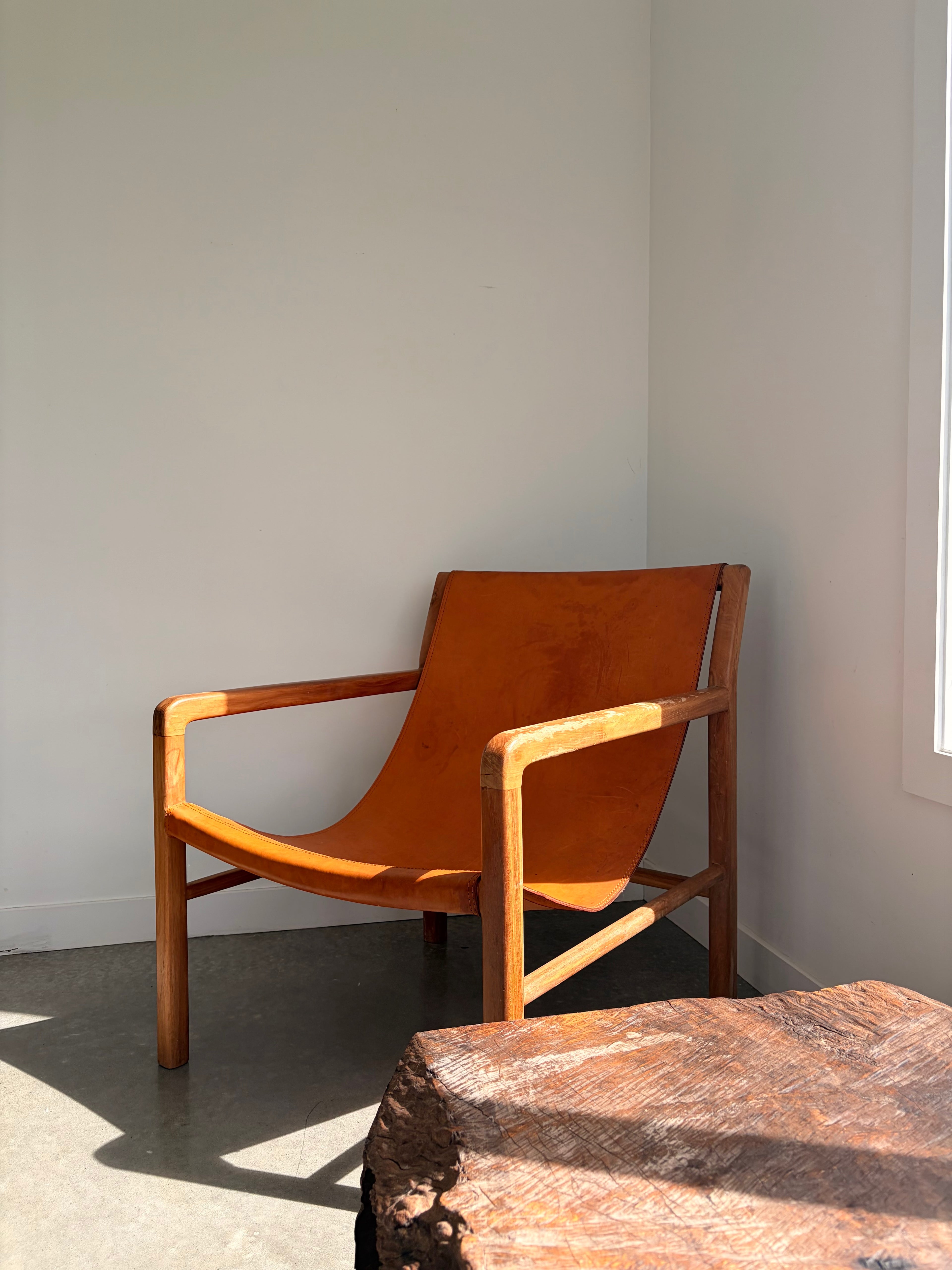 orange leather chair