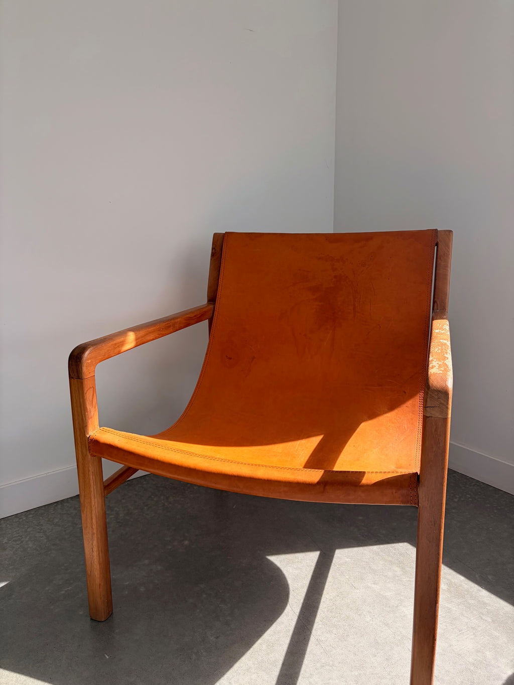 orange leather chair