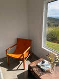 orange leather chair