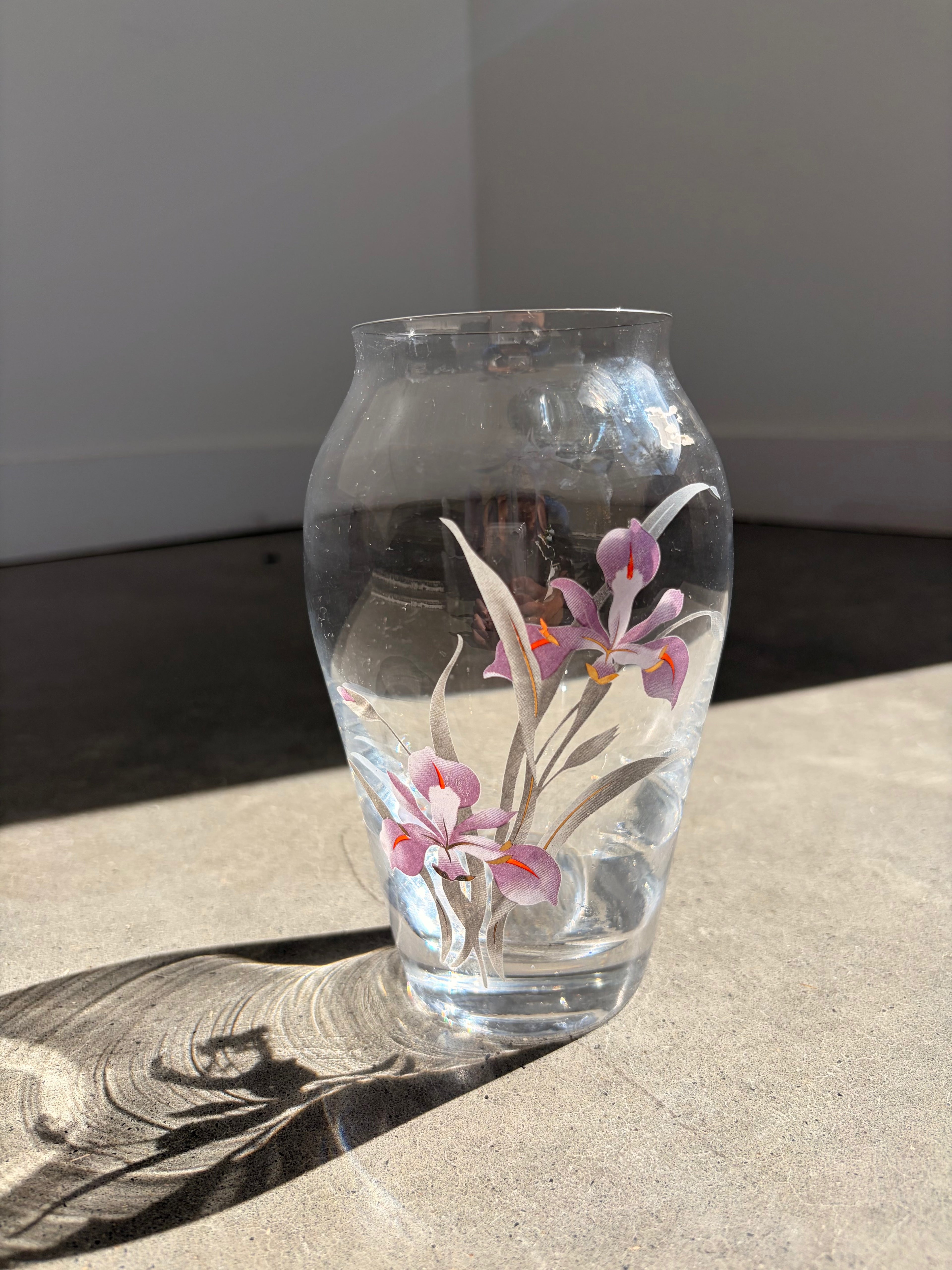 vintage crystal 'Iris' vase