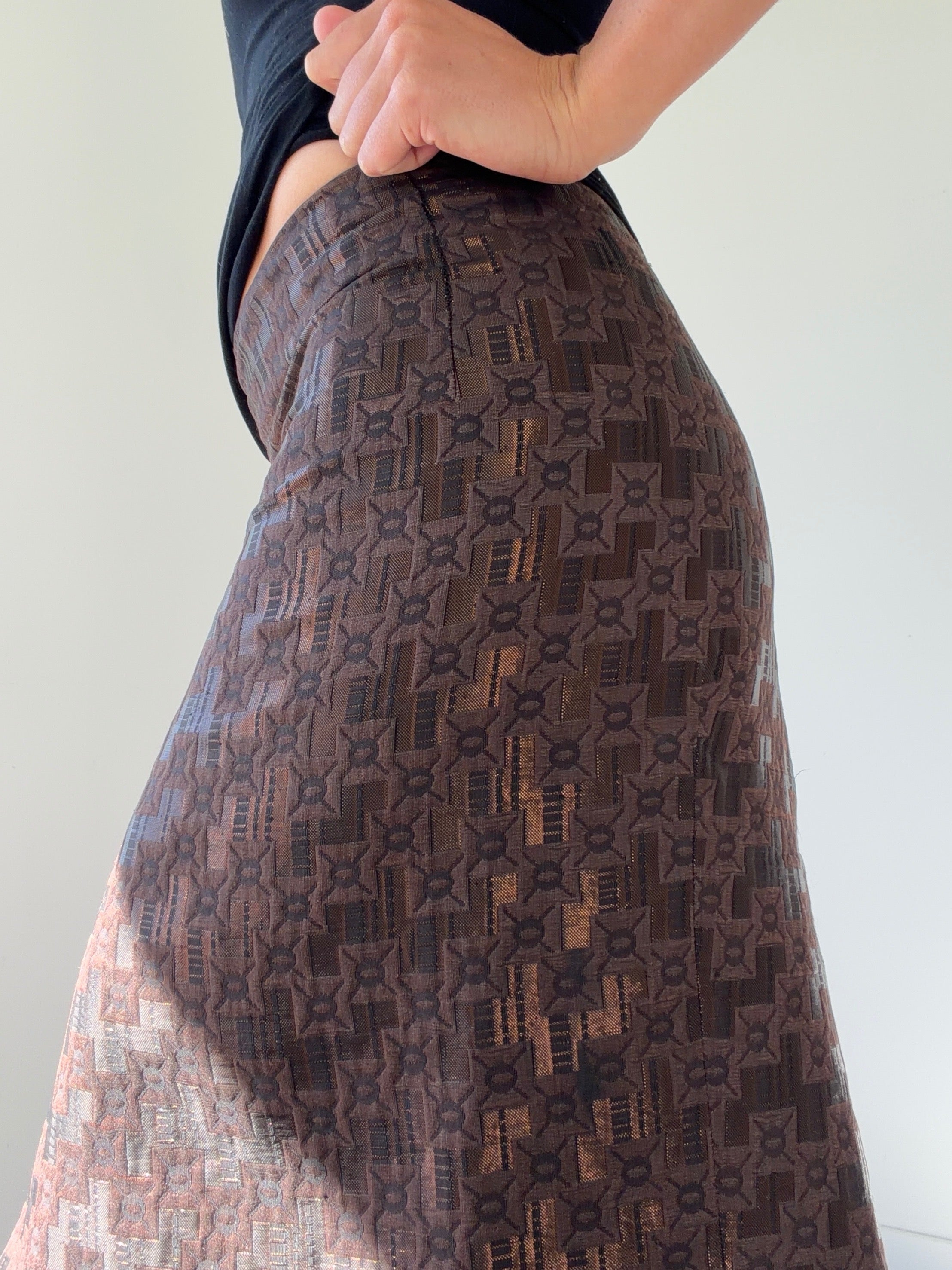 vintage marni geometric midi skirt