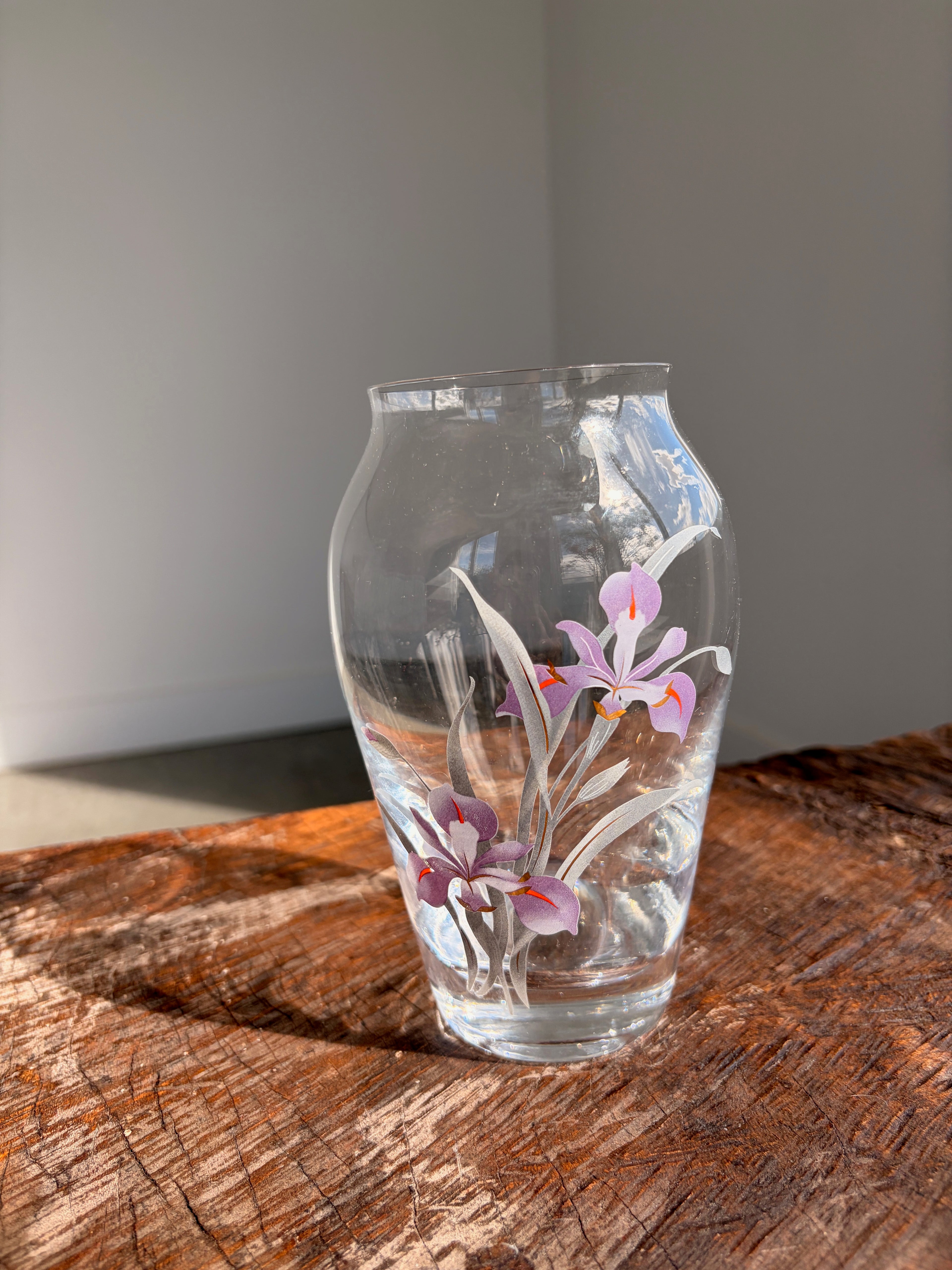 vintage crystal 'Iris' vase
