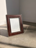 Vintage croc-embossed leather photo frame - front view