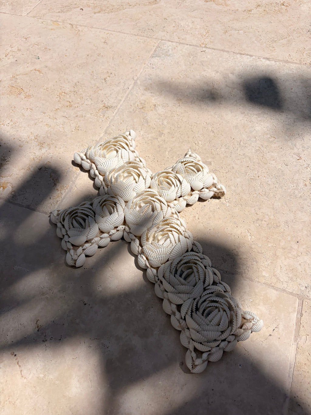 shell rosette wall cross